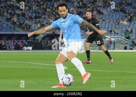 Roma, Italia. 12 aprile 2024. Felipe Anderson del SS Laziol in azione durante la partita di serie A tra SS Lazio e US Salernitana 1919 allo Stadio Olimpico il 12 aprile 2024 a Roma, italia punteggio finale 4-1 (Credit Image: © Agostino Gemito/Pacific Press via ZUMA Press Wire) SOLO USO EDITORIALE! Non per USO commerciale! Foto Stock