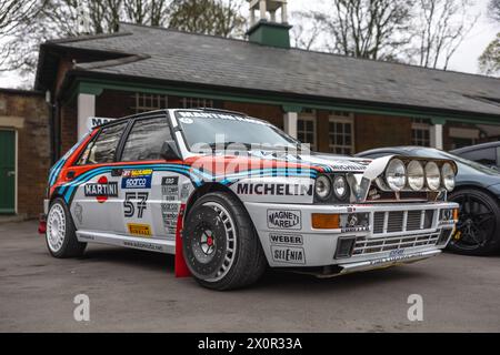 1989 Lancia Delta HF integrale, in mostra all'assemblea Motorsport tenutasi presso il Bicester Heritage Centre il 31 marzo 2024. Foto Stock