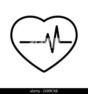 Icona vettoriale del contorno della frequenza cardiaca isolata Illustrazione Vettoriale