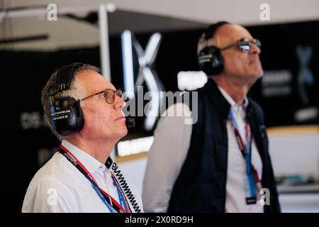 TAVARES Carlos, CEO gruppo Stellantis, ritratto FINOT Jean Marc, Senio VP Stellantis Motorsport, ritratto durante l'ePrix di Misano 2024, 5° incontro del Campionato del mondo ABB FIA Formula e 2023-24, sul Misano World Circuit Marco Simoncelli dall'11 al 14 aprile 2024 a Misano Adriatico, Italia Foto Stock