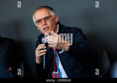 Media Round Table con TAVARES Carlos, CEO del gruppo Stellantis, ritratto durante l'ePrix di Misano 2024, 5° meeting del Campionato del mondo ABB FIA Formula e 2023-24, sul circuito del mondo Marco Simoncelli di Misano dall'11 al 14 aprile 2024 a Misano Adriatico, Italia Foto Stock