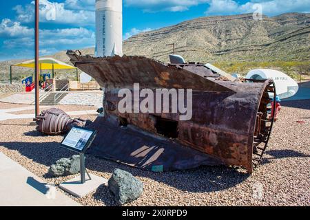 Resti di un razzo tedesco WW2 V2 presso il Museo di storia dello spazio di Alamogordo nel nuovo Messico Foto Stock