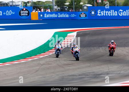 13 aprile 2024; Circuit of the Americas, Austin, Texas, USA; 2024 MotoGP Red Bull Grand Prix of the Americas Qualifying Day; Alex Marquez, Marc Marquez, Enea Bastianini durante le qualifiche Foto Stock