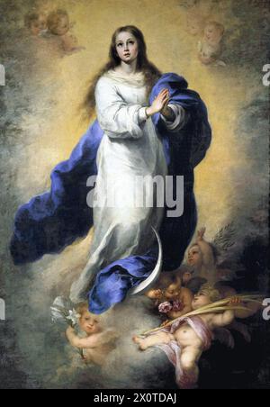 L'Immacolata Concezione dell'Escorial è un dipinto religioso ad olio del 1660–1665 circa dell'artista barocco spagnolo Bartolomé Esteban Murillo Foto Stock