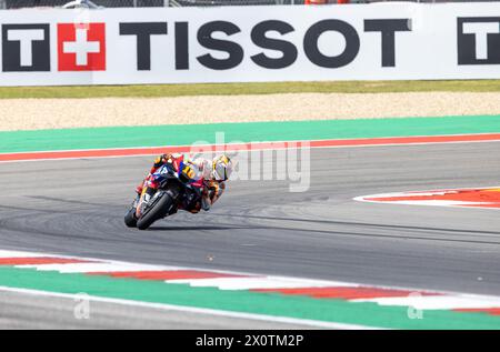 Austin, Stati Uniti. 13 aprile 2024. Luca Marini (10) gareggia sulla Tissot Sprint al Circuit of the Americas davanti al Red Bull Grand Prix of the Americas ad Austin, Texas, il 13 aprile 2024. (Foto di Stephanie Tacy/SIPA USA) credito: SIPA USA/Alamy Live News Foto Stock