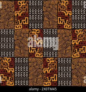 Motivo a mosaico africano senza cuciture. Stampa etnica geometrica vettoriale Illustrazione Vettoriale