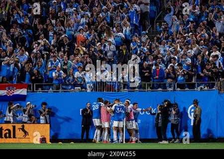 Charlotte, North Carolina, Stati Uniti. 13 aprile 2024. Charlotte FC celebra un gol durante il secondo tempo contro il Toronto FC nella partita di Major League Soccer al Bank of America Stadium di Charlotte, NC. (Scott KinserCal Sport Media). Crediti: csm/Alamy Live News Foto Stock