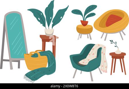 Accogliente soggiorno interno vettoriale Illustrazione Vettoriale