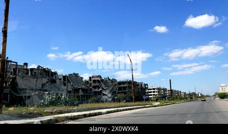 Gli edifici distrutti a Homs, Siria 2018 Foto Stock