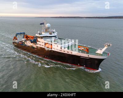 RRS Discovery è una nave oceanografica gestita da diverse agenzie nazionali per svolgere ricerche scientifiche per il governo britannico. Foto Stock