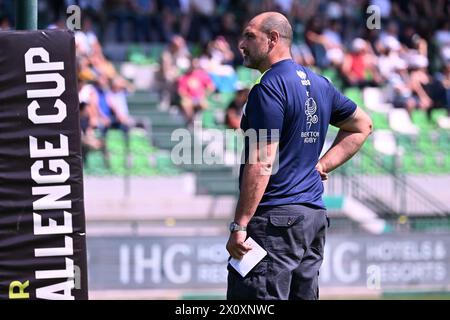 Treviso, Italia. 14 aprile 2024. Azioni del gioco e immagini dei giocatori durante la partita DELLA EPCR CHALLENGE CUP tra BENETTON RUGBY e CONNACHT allo Stadio Monigo, Italia, il 14 aprile 2024 durante la partita Benetton Rugby vs Connacth Rugby, Rugby Challenge Cup a Treviso, Italia, 14 aprile 2024 credito: Independent Photo Agency/Alamy Live News Foto Stock