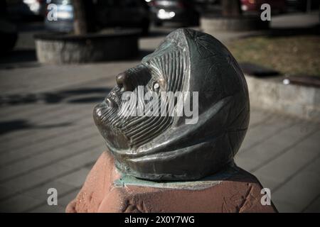 Scultura "Seca knezova" (massacro dei "ginzesi") all'inizio della prima rivolta serba nella città di Valjevo, in Serbia Foto Stock