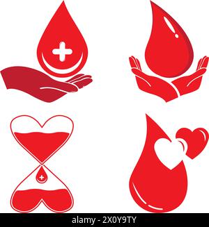 Giornata mondiale dei donatori di sangue, giornata della consapevolezza. logo vettoriale del giorno donatore di sangue mondiale Illustrazione Vettoriale