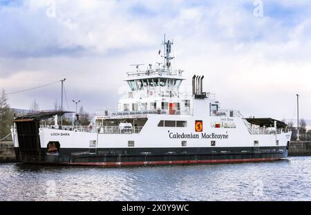 Traghetto Caledonian MacBrayne, Loch Shira, ormeggio a Port Glasgow, Scozia, Regno Unito Foto Stock