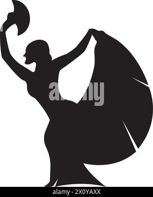 ragazza che danza il logo tradizionale disegno vettoriale del logo Illustrazione Vettoriale