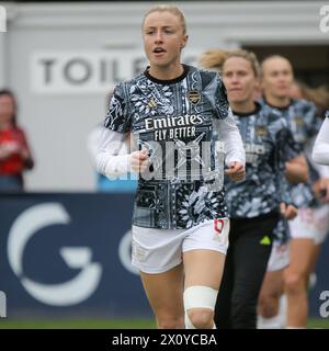 Borehamwood, Regno Unito. 14 aprile 2024. Borehamwood, Inghilterra, 14 aprile 2024: Leah Williamson (6 Arsenal) prima della partita Barclays fa Womens Super League tra Arsenal e Bristol City al Mangata Pay UK Stadium (Meadow Park) a Borehamwood, Inghilterra. (Jay Patel/SPP) credito: SPP Sport Press Photo. /Alamy Live News Foto Stock