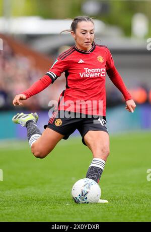 Katie Zelem del Manchester United durante il Barclays Women's Super League match al Mangata Pay UK Stadium, Borehamwood. Data foto: Domenica 14 aprile 2024. Foto Stock