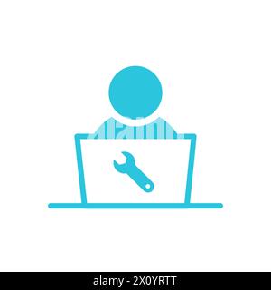 Icona del supporto tecnico, operatore, assistenza, ufficio, avatar, persona, dal set di icone blu Illustrazione Vettoriale