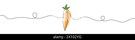 Disegno continuo modificabile dell'icona della carota. Il simbolo della carota in uno stile di linea. Illustrazione Vettoriale