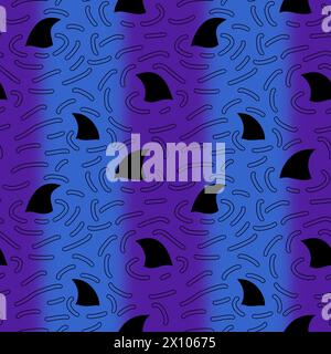 Stampa estiva di animali delfini motivo senza cuciture pinna di squalo per tessuti e abiti per bambini e tessuti da spiaggia Foto Stock