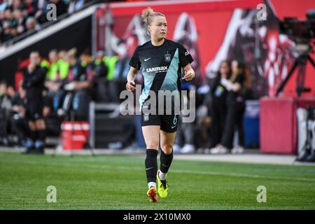 Harrison, Stati Uniti. 14 aprile 2024. Harrison, Stati Uniti, 14 aprile 2024: Emily Sonnett (6 Gotham FC) durante la partita della National Women's Soccer League tra Gotham FC e Kansas City, in corso alla Red Bull Arena di Harrison, NJ Stati Uniti (SOLO USO EDITORIALE). (Rebekah Wynkoop/SPP) credito: SPP Sport Press Photo. /Alamy Live News Foto Stock