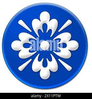 Icona ornamento su un pulsante blu glassy isolato su sfondo bianco Illustrazione Vettoriale