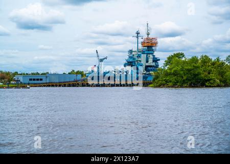 Wilmington Beach, North Carolina, USA - 17 agosto 2022: Una città portuale ben nota per i suoi eccellenti servizi di trasporto merci Foto Stock