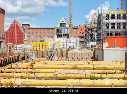 Baugrube des Gründerviertels in der Lübecker Altstadt Foto Stock