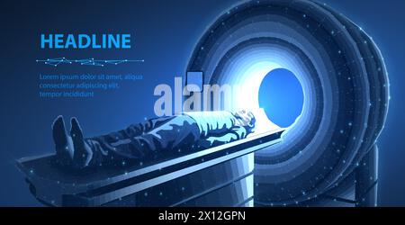 Macchina RM. TC della testa, imaging cerebrale, radiologia diagnostica Illustrazione Vettoriale