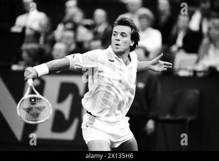 Il tennista austriaco Horst Skoff, catturato durante la partita Daviscup Austria vs Italia il 30 marzo 1989. - 19900330 PD0011 - Rechteinfo: Diritti gestiti (RM) Foto Stock