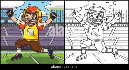 Giocatore di football americano con illustrazione della vittoria Illustrazione Vettoriale