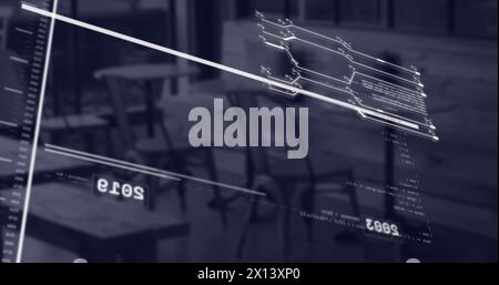 Immagine dell'interfaccia con l'elaborazione dei dati in un locale vuoto in ufficio Foto Stock