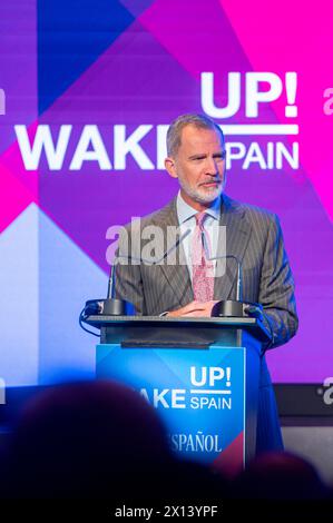 Reali 2024: Felipe vi al forum economico Wake Up, Spagna il re spagnolo Felipe vi ha visto parlare al giorno di inaugurazione della quarta edizione di Wake Up, Spagna, un forum economico organizzato dal quotidiano El Espanol alla Casa de America di Madrid. Madrid Casa de America Madrid Spagna Copyright: XAlbertoxGardinx AGardin 20240415 wakeup Spain 169 Foto Stock