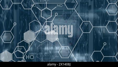 Immagine dell'elaborazione di dati scientifici su server informatici Foto Stock