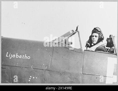 IL BASUTOLAND SQUADRON - l'aereo denominato del Basutoland Squadron con il pilota - P/o De Naeyer Royal Air Force Foto Stock