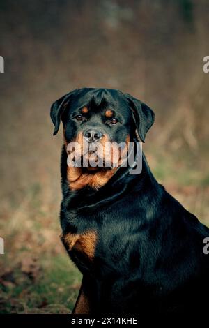 Rottweiler in erba lunga Foto Stock