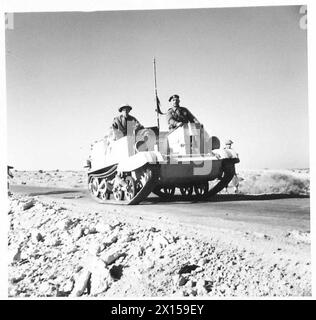 L'ESERCITO POLACCO NELLA CAMPAGNA DEL DESERTO occidentale, 1940-1942 - Bren Gun Carrier della Polish Independent Carpathian Rifles Brigade sulla strada a sud-ovest di Gazala, Libia British Army, Polish Army, Polish Armed Forces in the West, Independent Carpathian Rifles Brigade Foto Stock