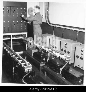 STAZIONE DI TRASMISSIONE WIRELESS A COMANDO AA - interno della Power Room British Army Foto Stock