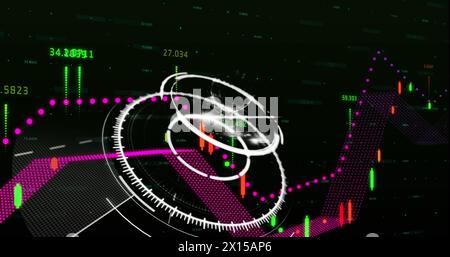 Immagine del globo sull'elaborazione dei dati finanziari Foto Stock