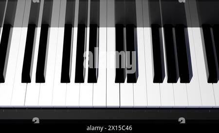 rendering 3d della vista ravvicinata della tastiera dal pianoforte a coda Foto Stock