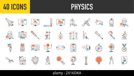 Set di icone fisiche. Pacchetto icone di stile sottile. Illustrazione vettoriale Illustrazione Vettoriale