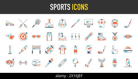 Semplice set di icone sportive. Pacchetto icone di stile premium. Illustrazione vettoriale Illustrazione Vettoriale