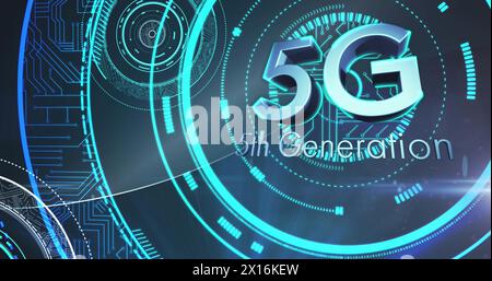 Immagine del testo 5g sulla scansione dell'oscilloscopio Foto Stock