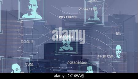 Immagine di foto biometriche ed elaborazione dei dati in ufficio Foto Stock