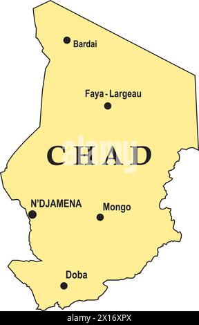 Mappa del paese del Ciad, sfondo del design dell'illustrazione vettoriale Illustrazione Vettoriale