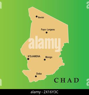 Mappa del paese del Ciad, sfondo del design dell'illustrazione vettoriale Illustrazione Vettoriale