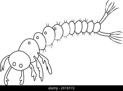 Disegno dell'illustrazione vettoriale delle larve di zanzara Illustrazione Vettoriale