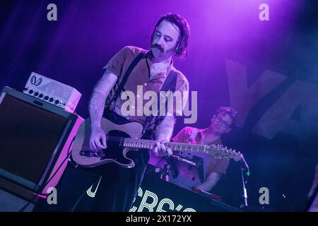 Milano, Italia. 14 aprile 2024. English Post-punk Rock Band Yard Act si esibisce dal vivo alla Santeria Toscana di Milano il 14 aprile 2024 (foto di Maria Laura Arturi/NurPhoto)0 Credit: NurPhoto SRL/Alamy Live News Foto Stock