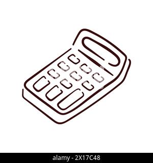 Icona della calcolatrice in stile doodle. Uno strumento di contabilità o di studio scolastico. Illustrazione vettoriale isolata su sfondo bianco. Illustrazione Vettoriale