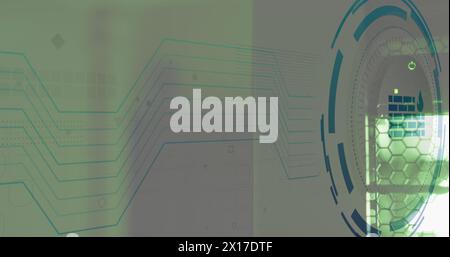 Immagine dell'icona del firewall in cerchio sul sistema del server dati Foto Stock